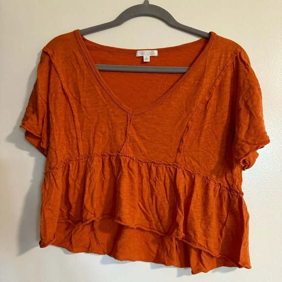Abound Burnt Orange Cropped Shirt - Picture 1 of 3